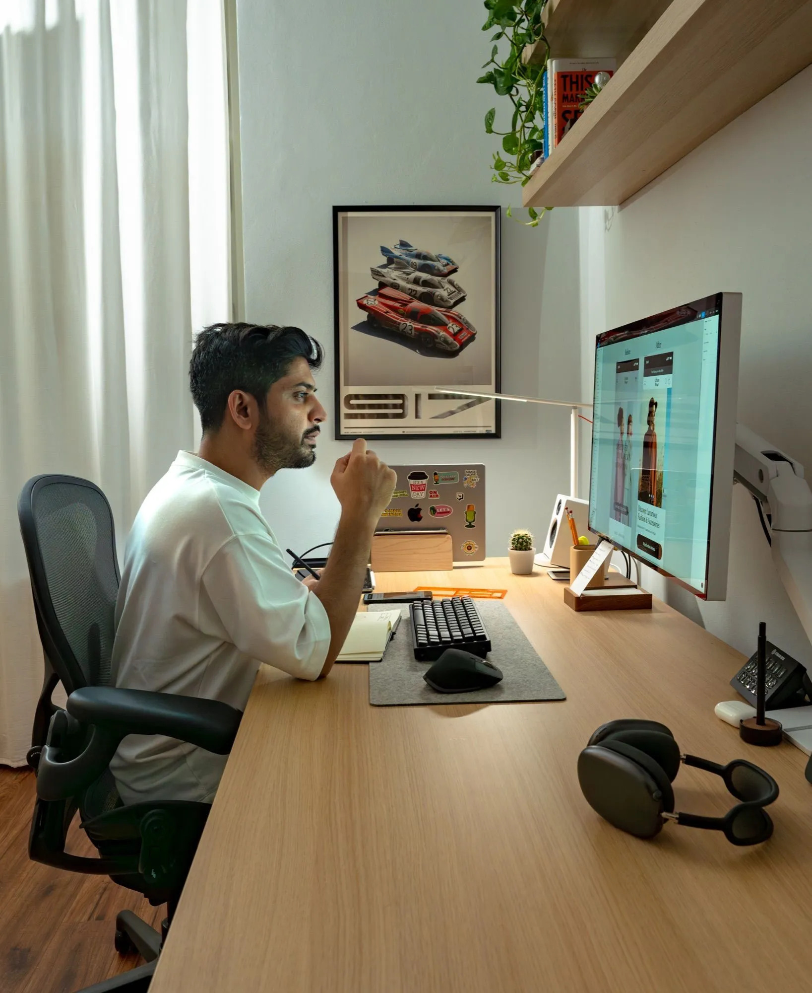 Me at the desk with the monitor
