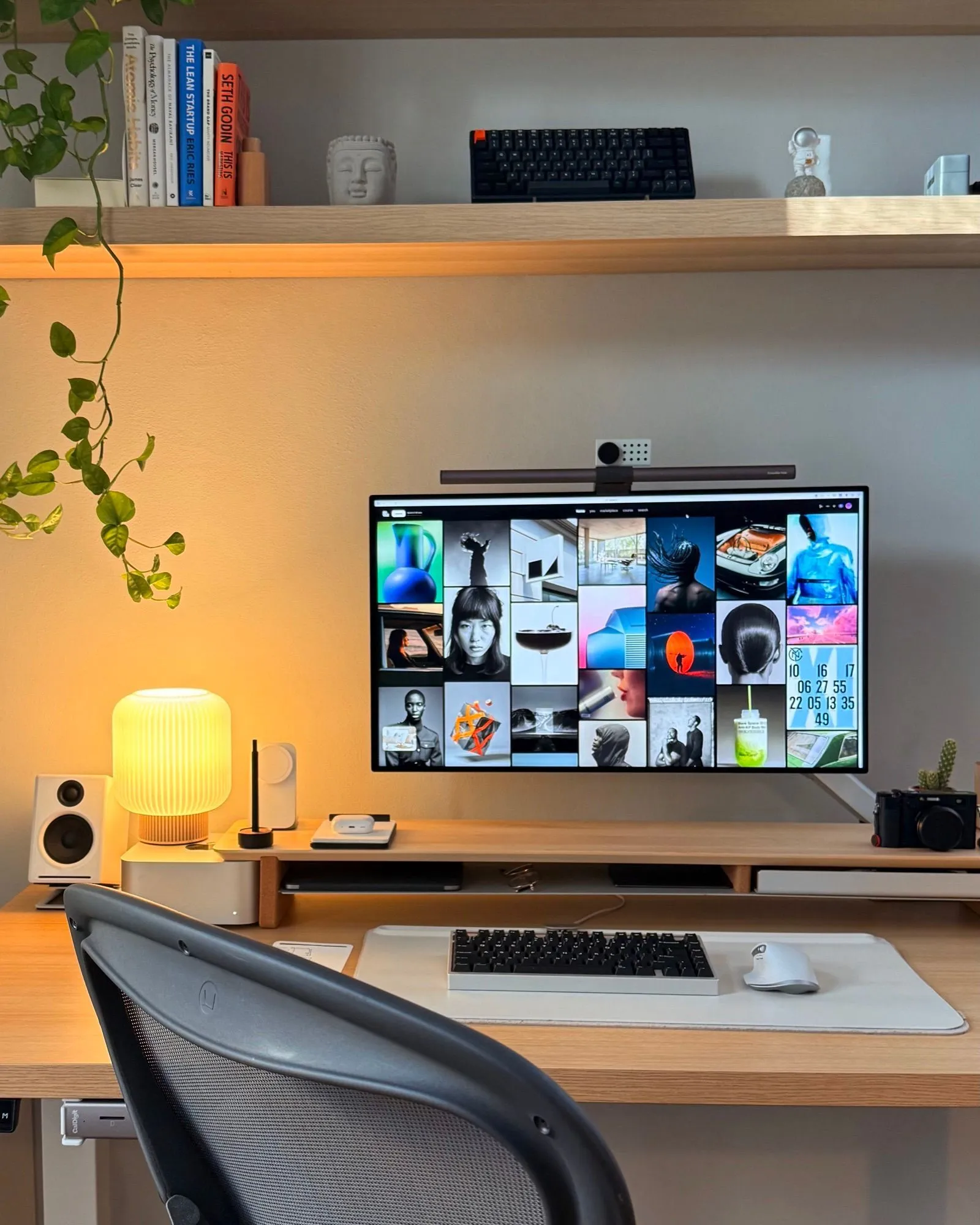 Evening setup with wallpapers on screen
